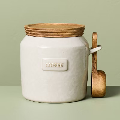 29 fl oz Ceramic Stoneware Core Coffee Storage Canister Sour Cream - Hearth & Hand™ with Magnolia | Target