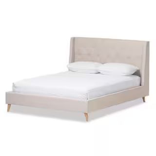 Baxton Studio Adelaide Beige Fabric Upholstered King Platform Bed 28862-7474-HD - The Home Depot | The Home Depot