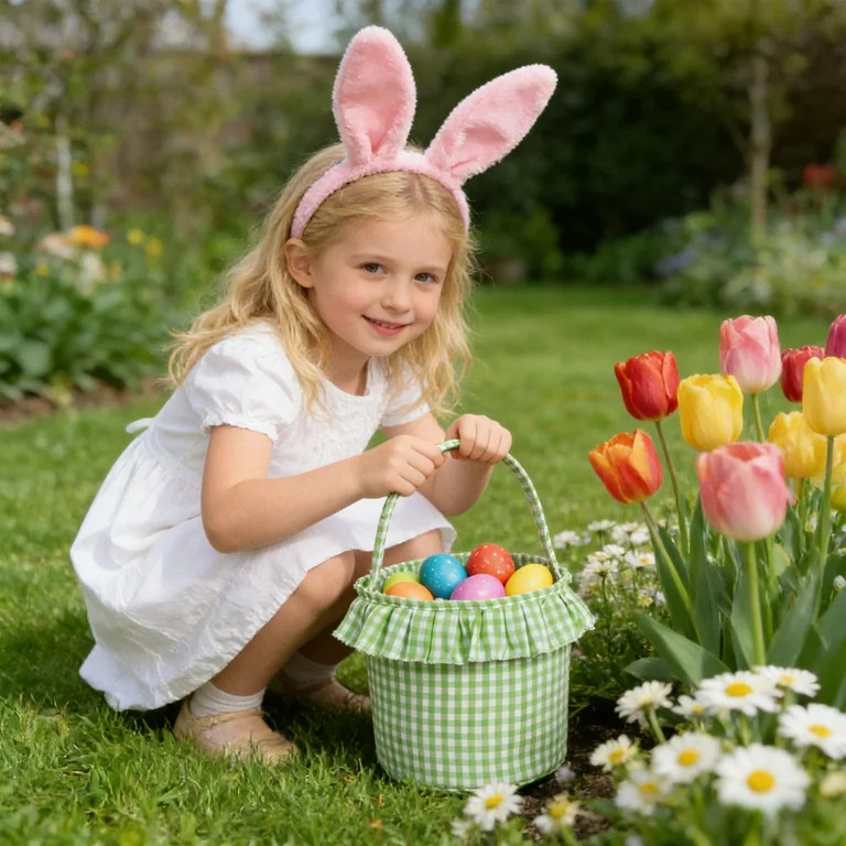 Mecorevxz Easter Plaid Fabric Polyester Basket Easter Party Decoration Storage Candy Gift Basket,... | Walmart (US)