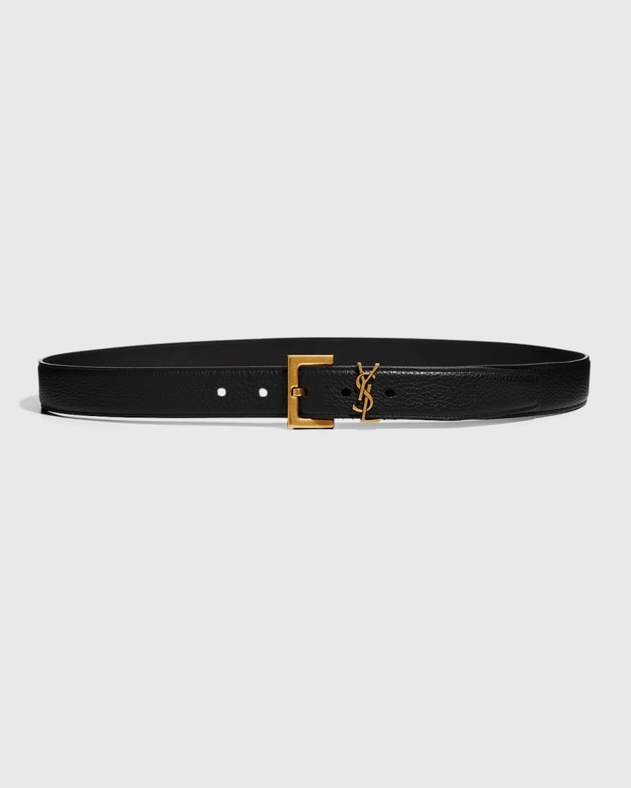 Saint Laurent YSL Calf Leather Belt | Neiman Marcus