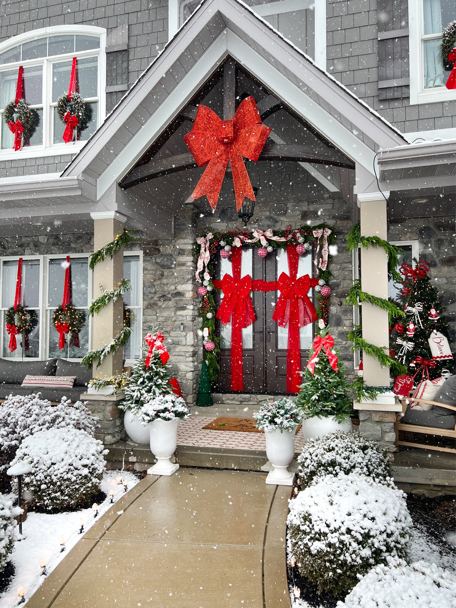 The pretty snow arrived today! Linking this year’s holiday porch decor including wreaths, garland, bows and more! 

#LTKHome #LTKHoliday #LTKSeasonal