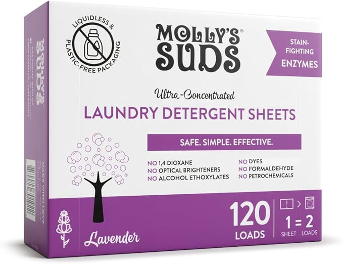 Molly’s Suds Laundry Detergent Sheets | Gentle on Sensitive Skin, Powerful Plant-Based Enzymes,... | Amazon (US)