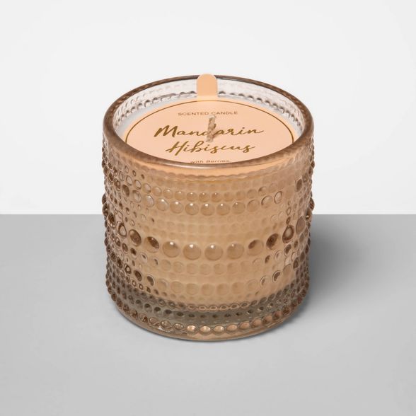 4.5oz Hobnail Textured Glass Jar Candle Mandarin Hibiscus - Opalhouse™ | Target