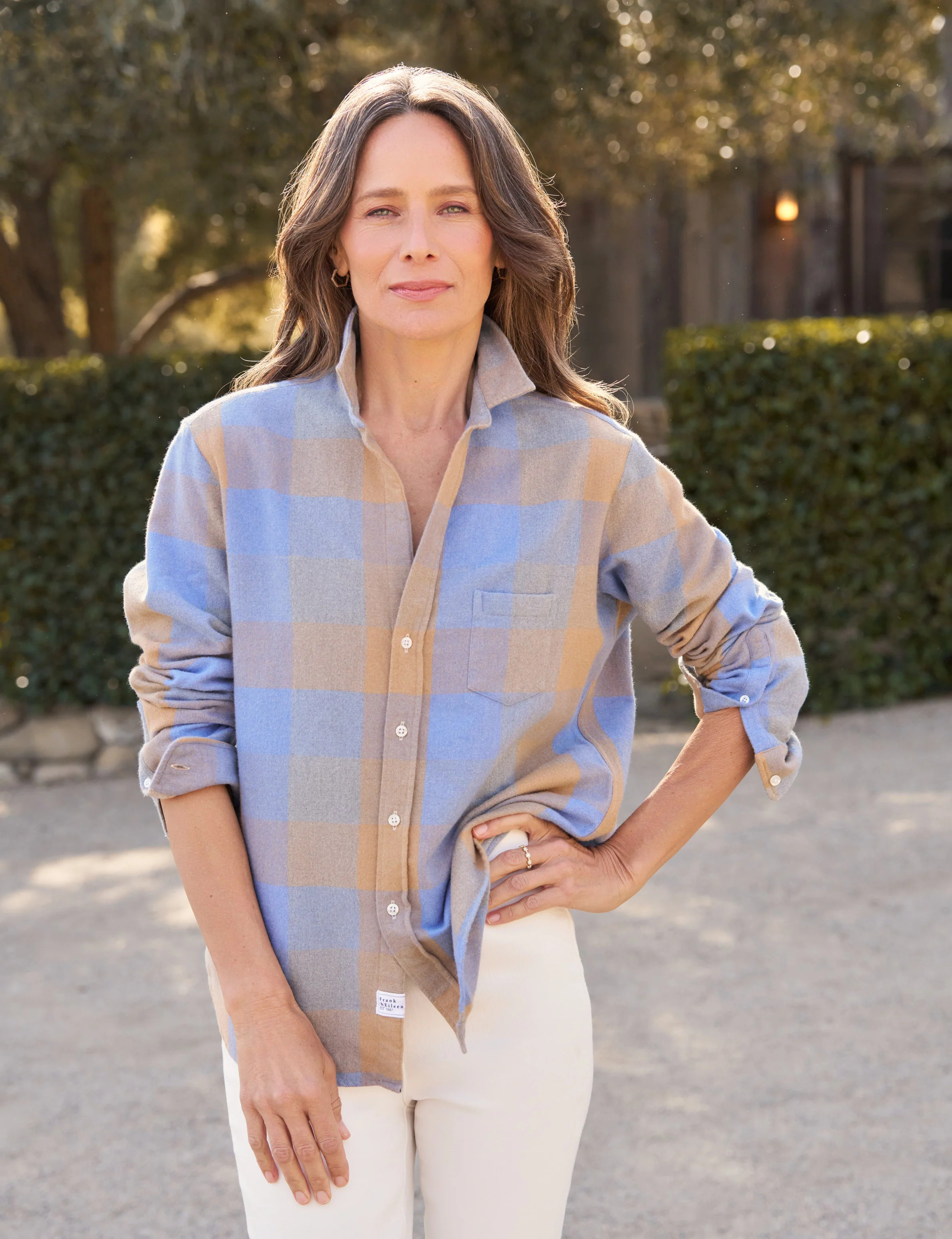 EILEEN Blue and Camel Check, Italian Flannel | Frank & Eileen