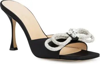 Mach & Mach Crystal Double Bow Square Toe Slide Sandal | Nordstrom | Nordstrom