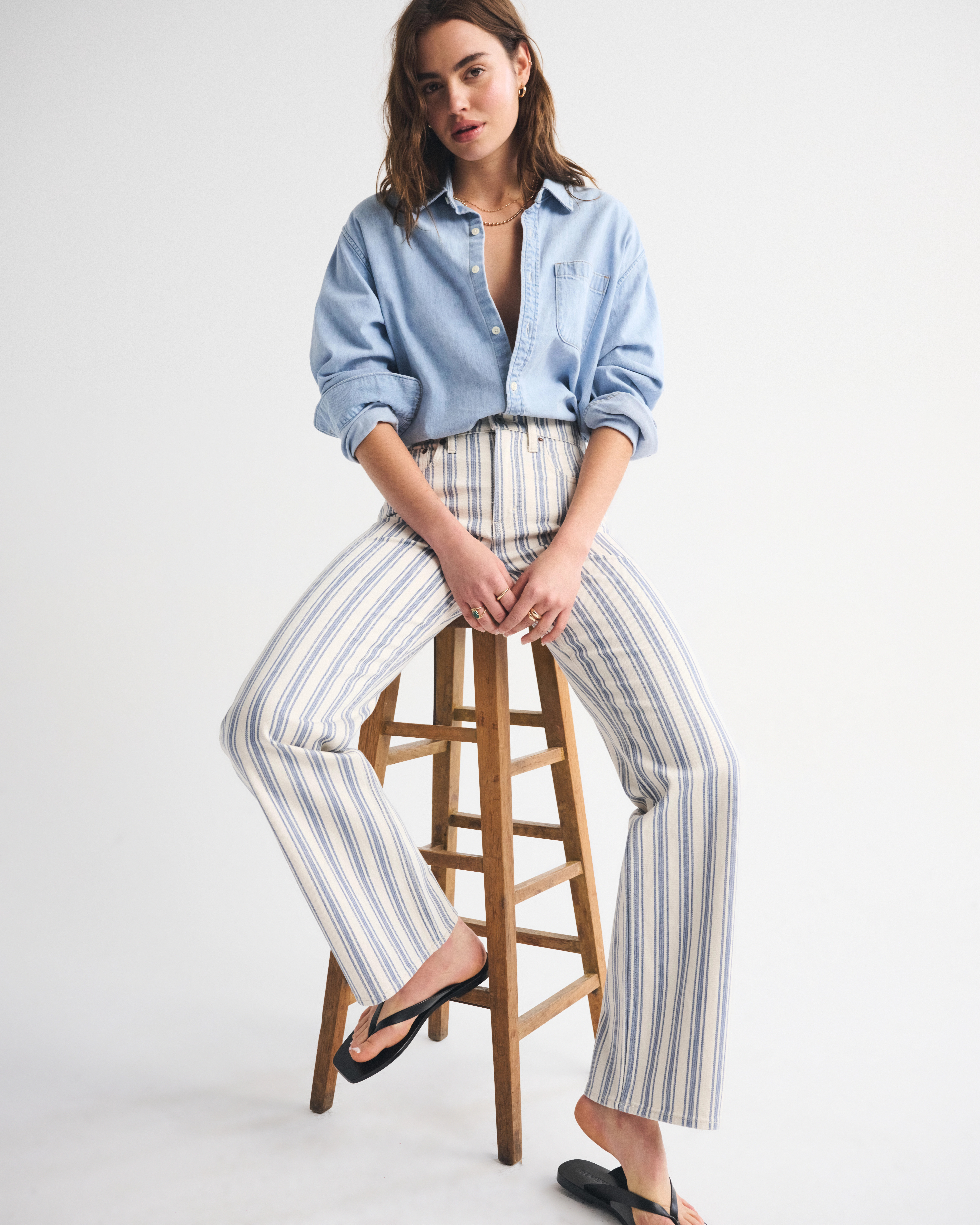 High Rise 90s Relaxed Striped Jean | Abercrombie & Fitch (US)