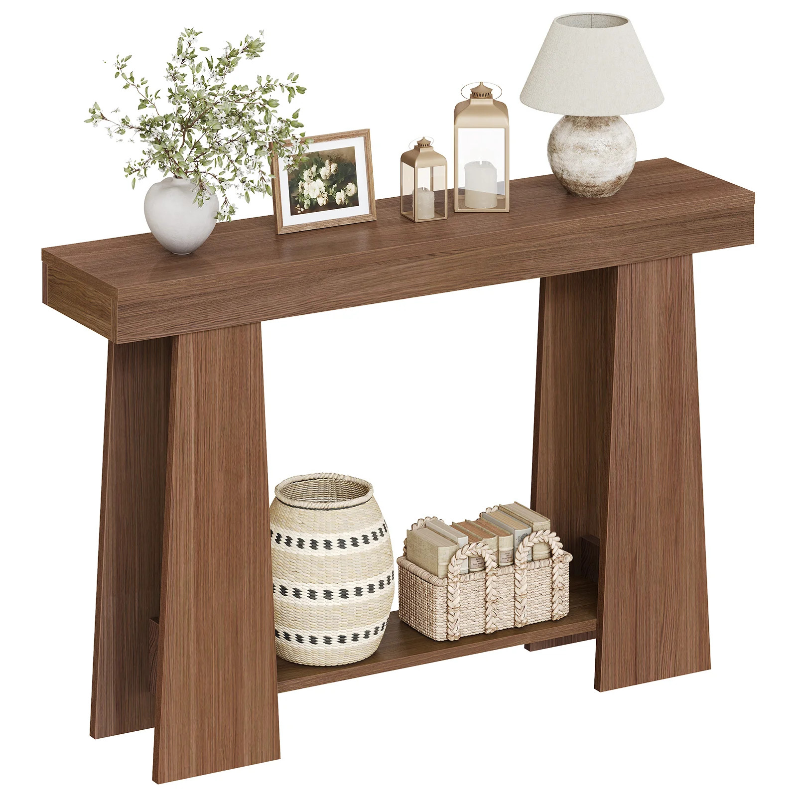 Farmhouse Console Table for Entryway, Sofa Table for Behind Couch,  Entryway Table with 2-Tier Shelves | Wayfair North America