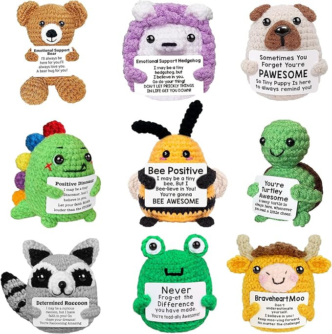Positive Crochet Animals Bulk, Emotional Support Crochet Animals with Messages Sayings, Easter Ba... | Amazon (US)