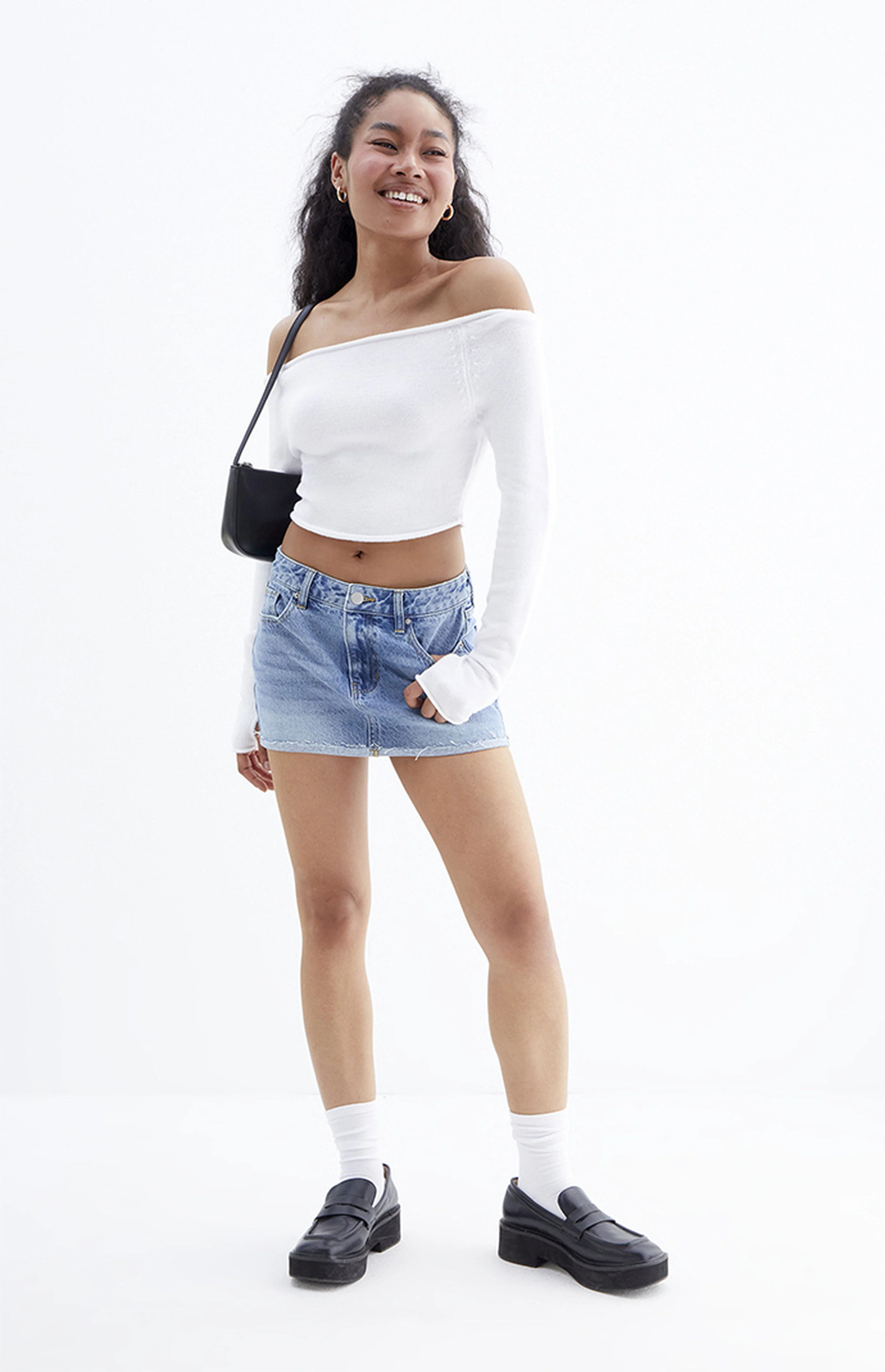 PacSun Light Indigo Low Rise Denim Mini Skirt | PacSun