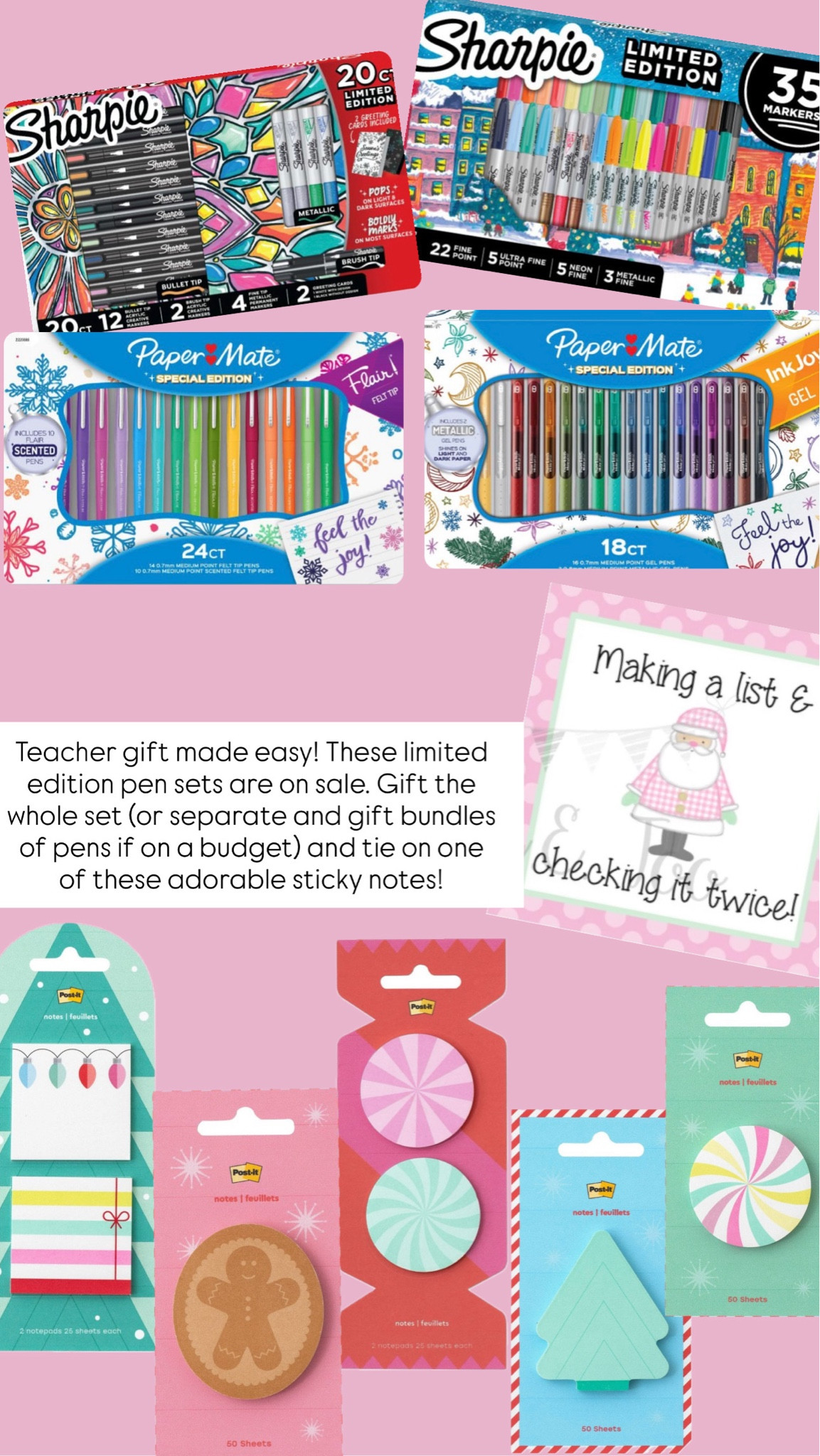 Teacher gift made easy! These limited edition pen sets are on sale. Gift the whole set (or separate and gift bundles of pens if on a budget) and tie on one of these adorable sticky notes! 

#LTKSaleAlert #LTKHoliday #LTKGiftGuide