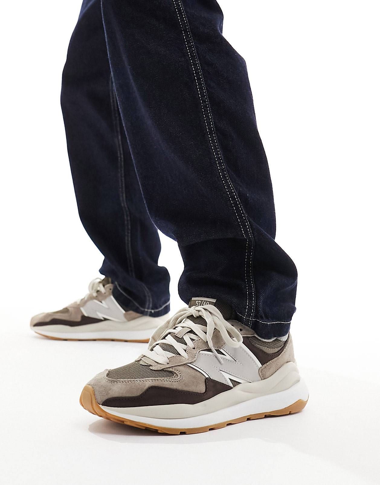 New Balance 57/40 sneakers in taupe with brown detail | ASOS (Global)