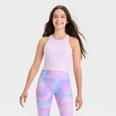 Girls' Strappy Crop Tank Top - All In Motion™ Lilac Purple M | Target