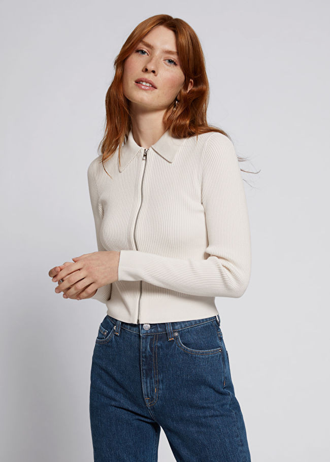 Cropped Zip Front Ribbed Cardigan | & Other Stories (EU + UK)