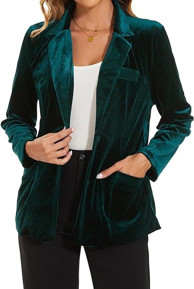 MINTLIMIT Womens Velvet Blazer Suit Jacket Casual Work Office Long Sleeve Fully Lined Blazer Jack... | Amazon (US)