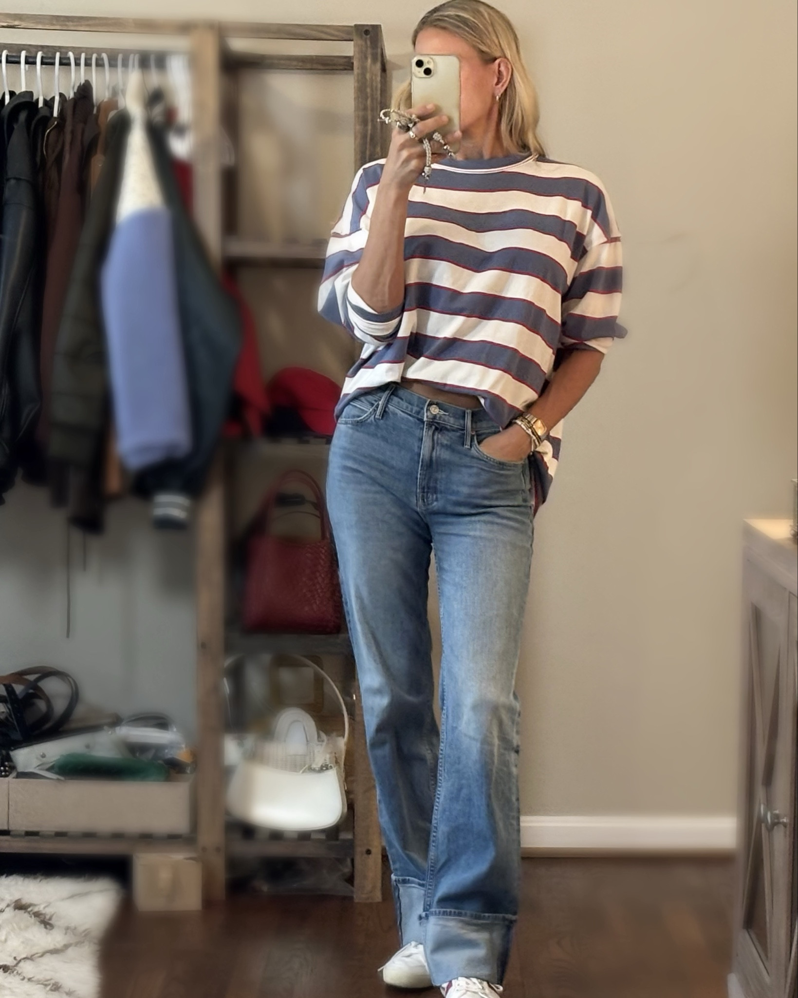 When I har zero outfit inspo I go for STRIPES. Paired back to my tried and true denim💙 these jeans are nice and LONG!

#LTKootd #LTKTall #LTKOver40
