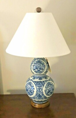 NEW! Ralph Lauren Porcelain Blue Mandarin Asian Koi Fish Jar Table Lamp w/ Shade | eBay US