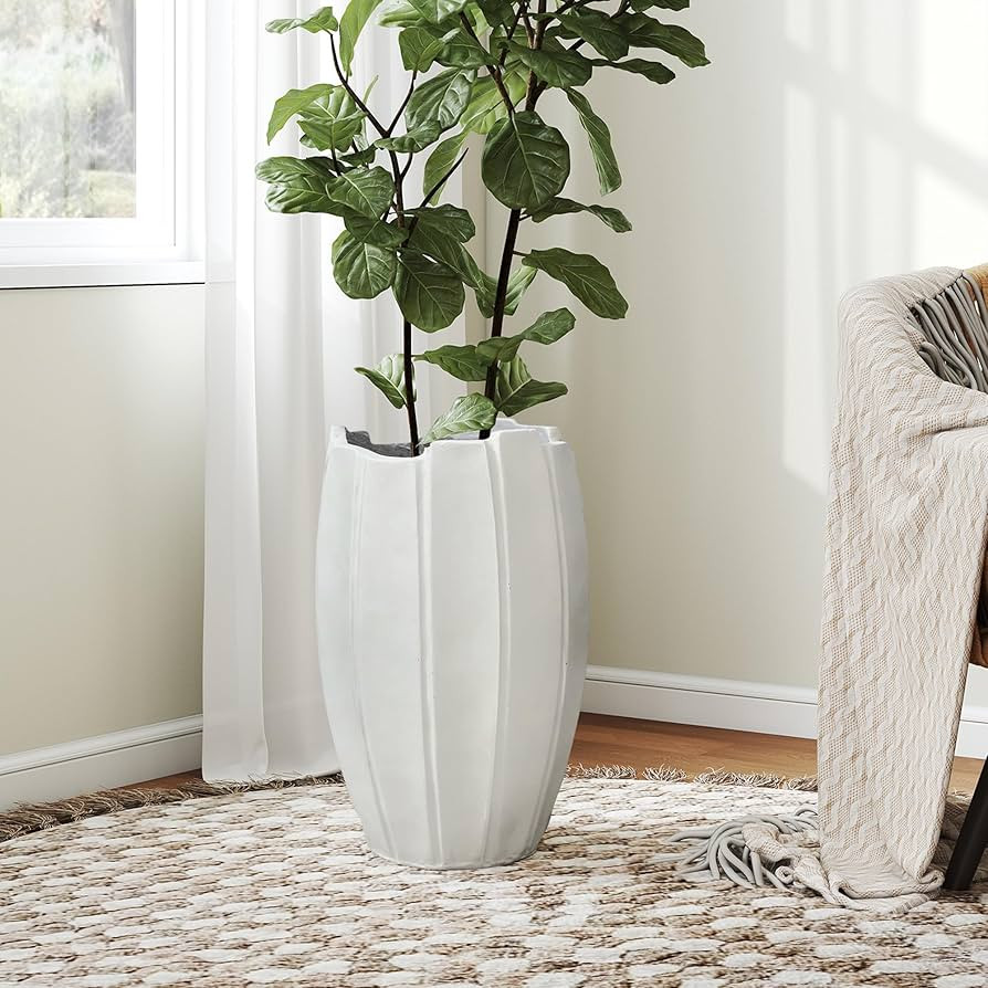 Large Planter 18 Inch Tall Plant Pot with Drainage Hole, Modern Indoor Outdoor Flower Pot for Hom... | Amazon (US)