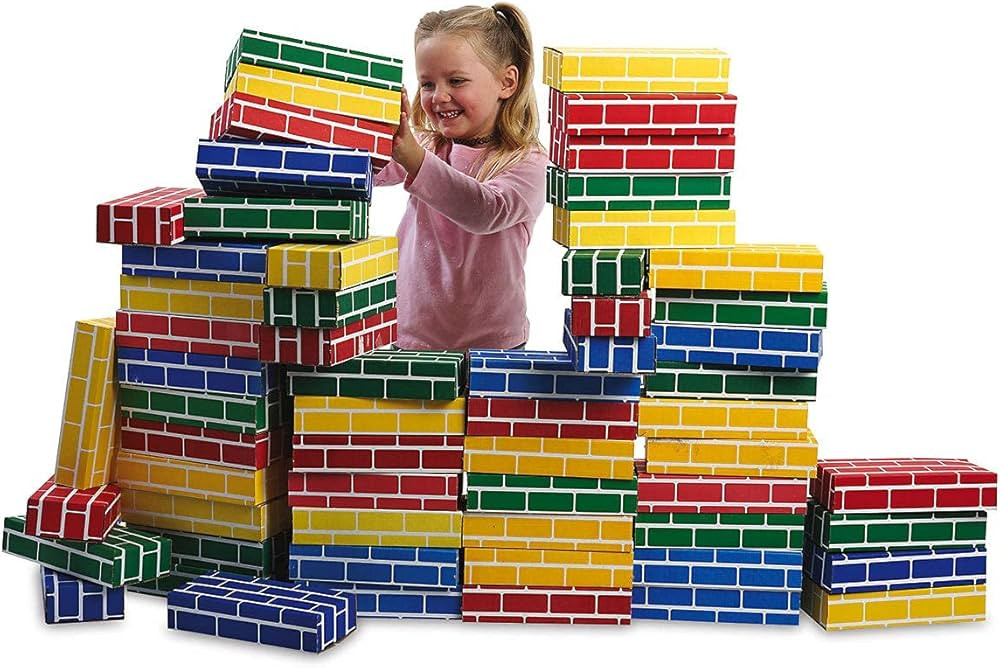 Lillian Vernon Primary Building Bricks - Kids Cardboard Bricks, Each 9" x 4" x 2" (Set of 24) | Amazon (US)