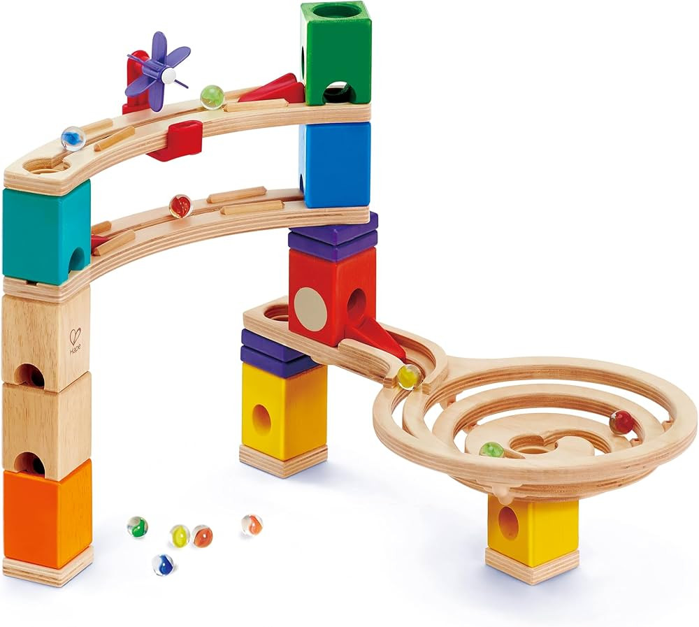 Hape Quadrilla Race to the Finish Marble Run Blocks, Multicolor , 13.8 x 3.1 x 14.2 inches | Amazon (US)
