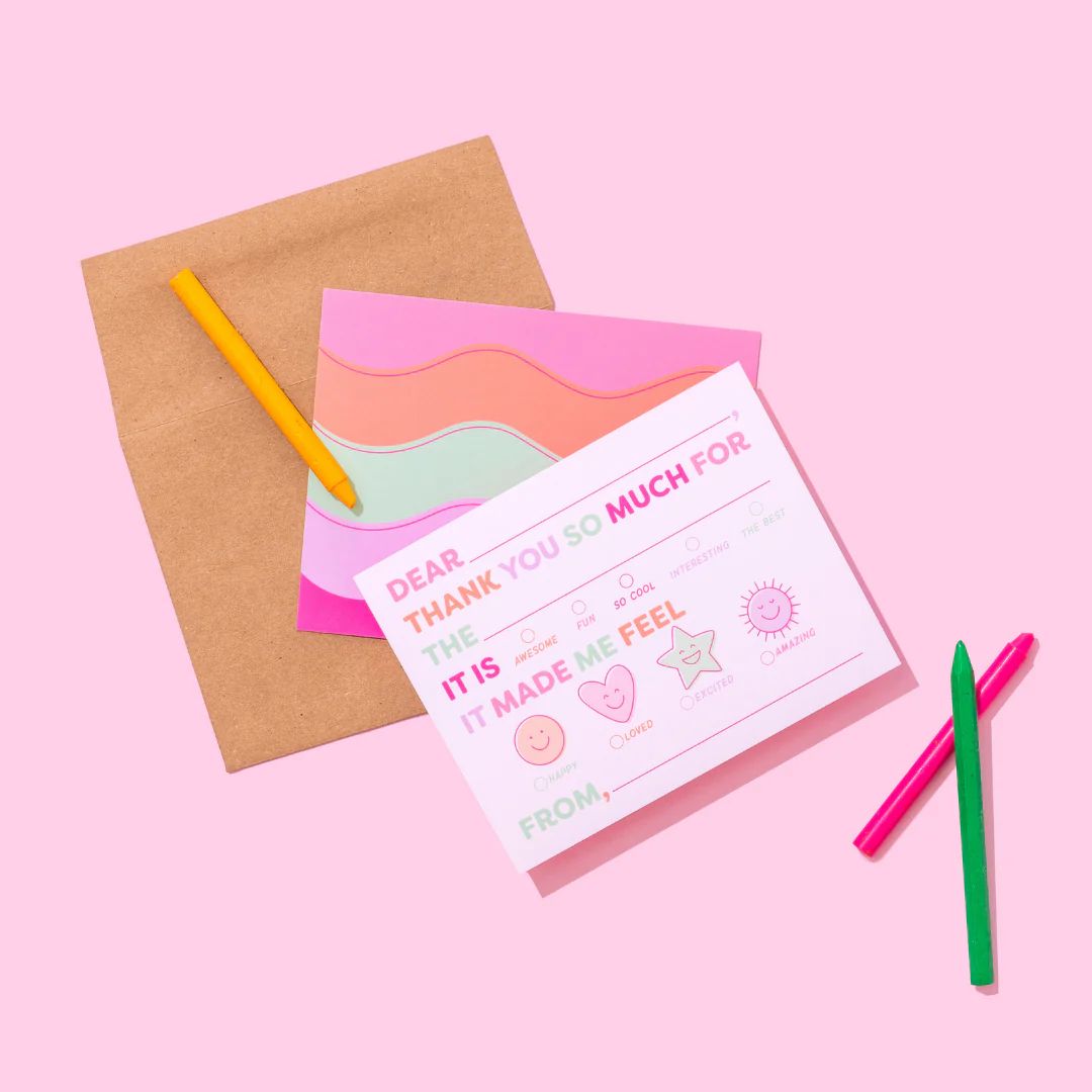 Kids Emotions Fill In Thank You Notes - Pinks | Joy Creative Shop