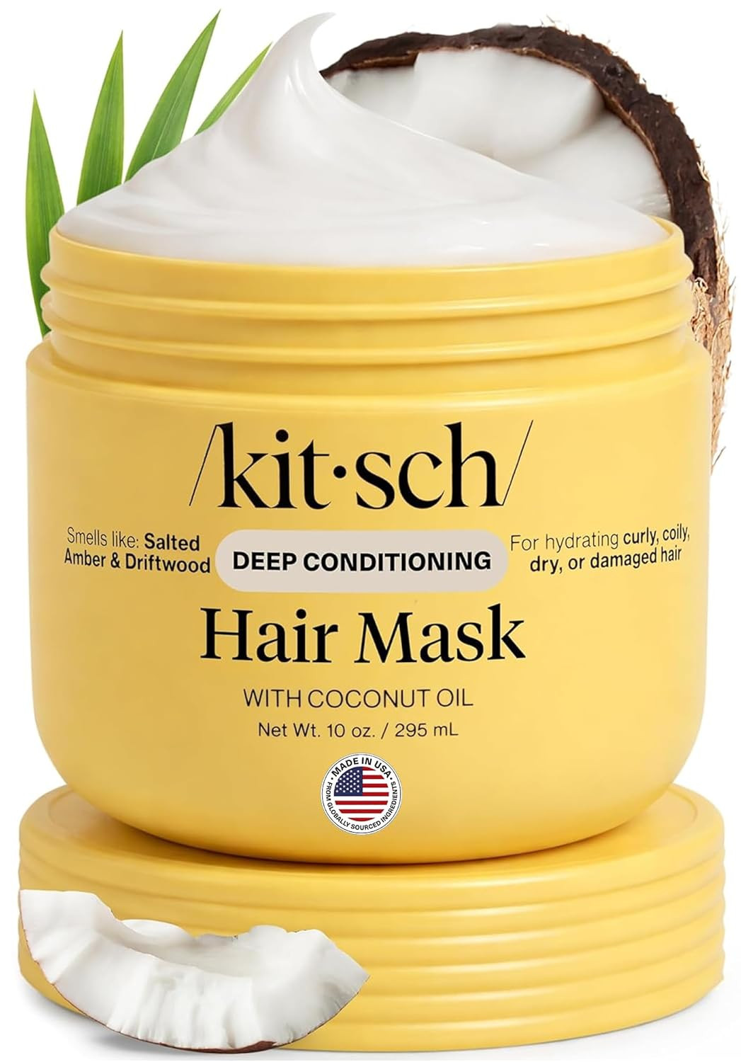 Kitsch Deep Conditioning Hair Mask – Moisturizing Hair Mask for Damaged Hair with Coconut Oil – Hydrating, Strengthening & Frizz-Reducing Hair Care Treatment for Curly, Coily & All Hair Types - 10 oz | Amazon (US)
