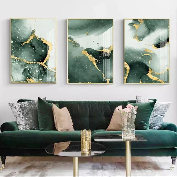 Marble Canvas Print Emerald Green Gold Abstract Art Liquid - Etsy Canada | Etsy (CAD)