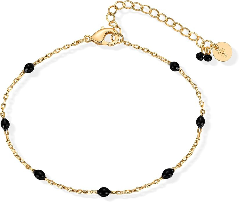 PAVOI 14K Gold Plated Enamel Beaded Bracelets for Women - Colorful Dainty Bead Bracelet - Boho Fe... | Amazon (US)