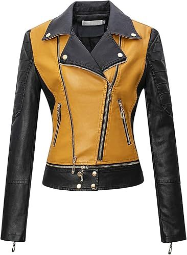 Tanming Women's Faux Leather Moto Biker Short Coat Jacket | Amazon (US)