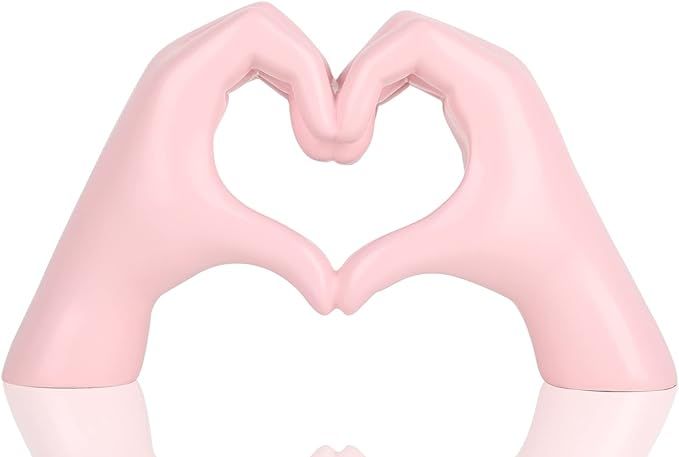 DOVDOV Pink Hand Gesture Heart Statue, Modern Love Finger Heart Hand Decor, Pink Home Decor, Mode... | Amazon (US)