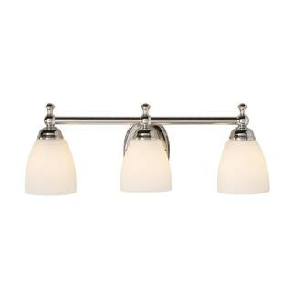 Solomone 22 in. 3-Light Traditional Polished Chrome Bathroom Vanity Light with Opal Glass Shades | The Home Depot