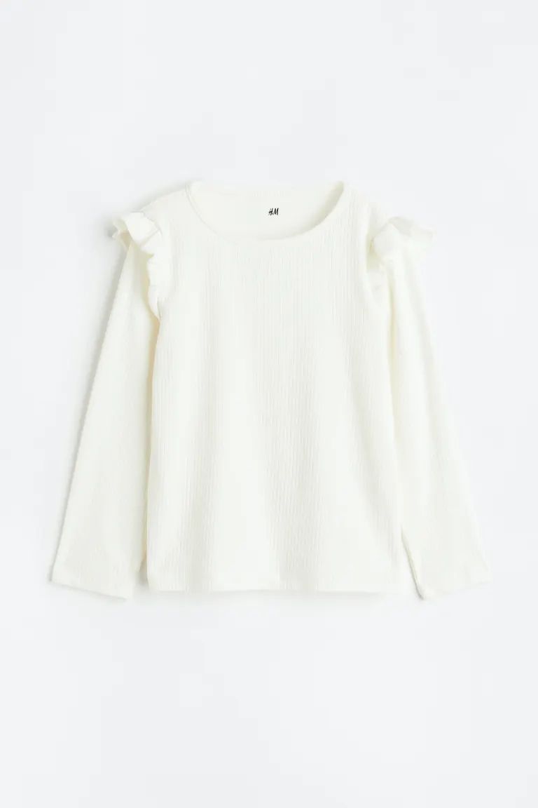 Ruffle-trimmed Ribbed Top | H&M (US + CA)