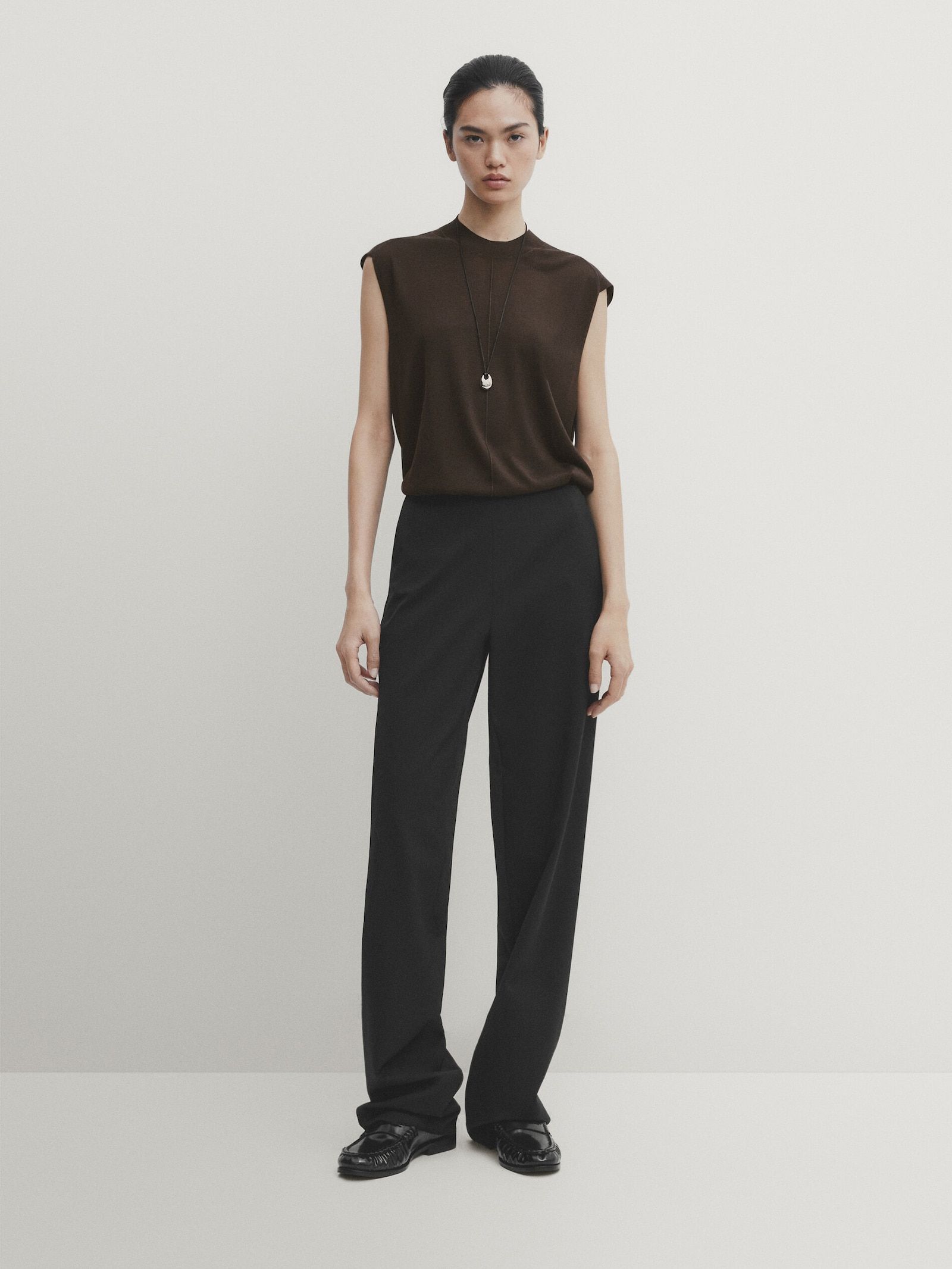 Lyocell blend top with high neck | Massimo Dutti (US)