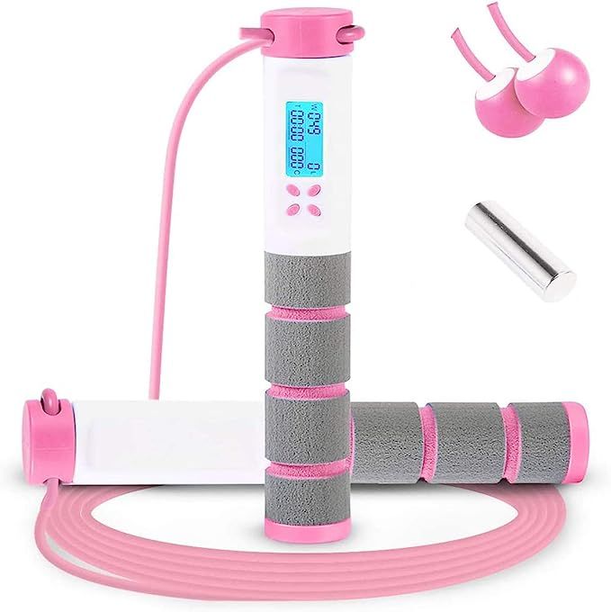 Jump Rope, Digital Weighted Handle Workout Jumping Rope with Calorie Counter for Training Fitness... | Amazon (US)