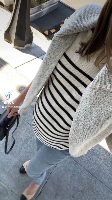 Fall maternity outfit 🕊 maternity jeans + striped sweater. 

#LTKbump #LTKstyletip #LTKSeasonal