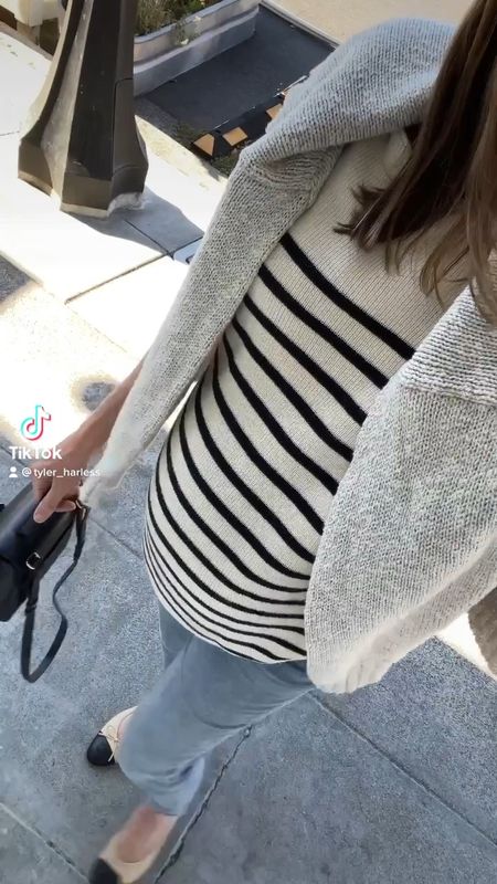 Fall maternity outfit 🕊 maternity jeans + striped sweater. 

#LTKbump #LTKstyletip #LTKSeasonal