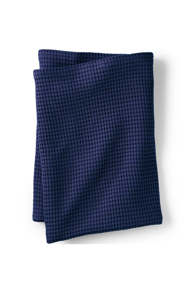 Organic Cotton Waffle Bed Blanket - Lands' End - Blue - T | Lands' End (US)