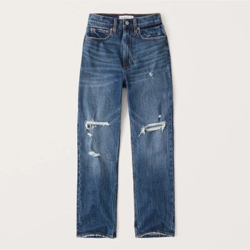 Women's Curve Love Ultra High Rise Ankle Straight Jeans | Women's Bottoms | Abercrombie.com | Abercrombie & Fitch (US)
