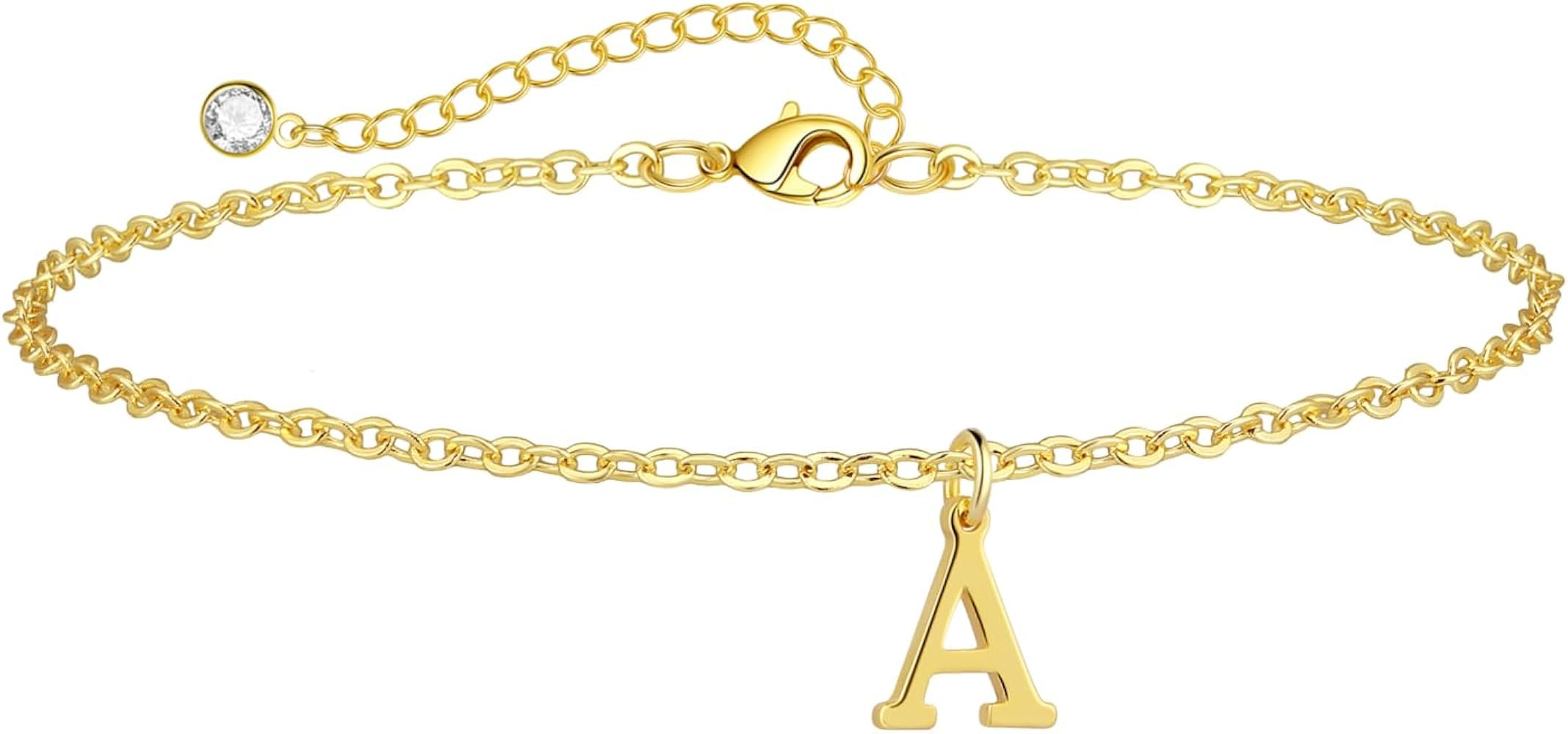 Gold Initial Ankle Bracelets for Women,14k Gold Plated Anklet Bracelet Trendy Lightweight Waterpr... | Amazon (US)