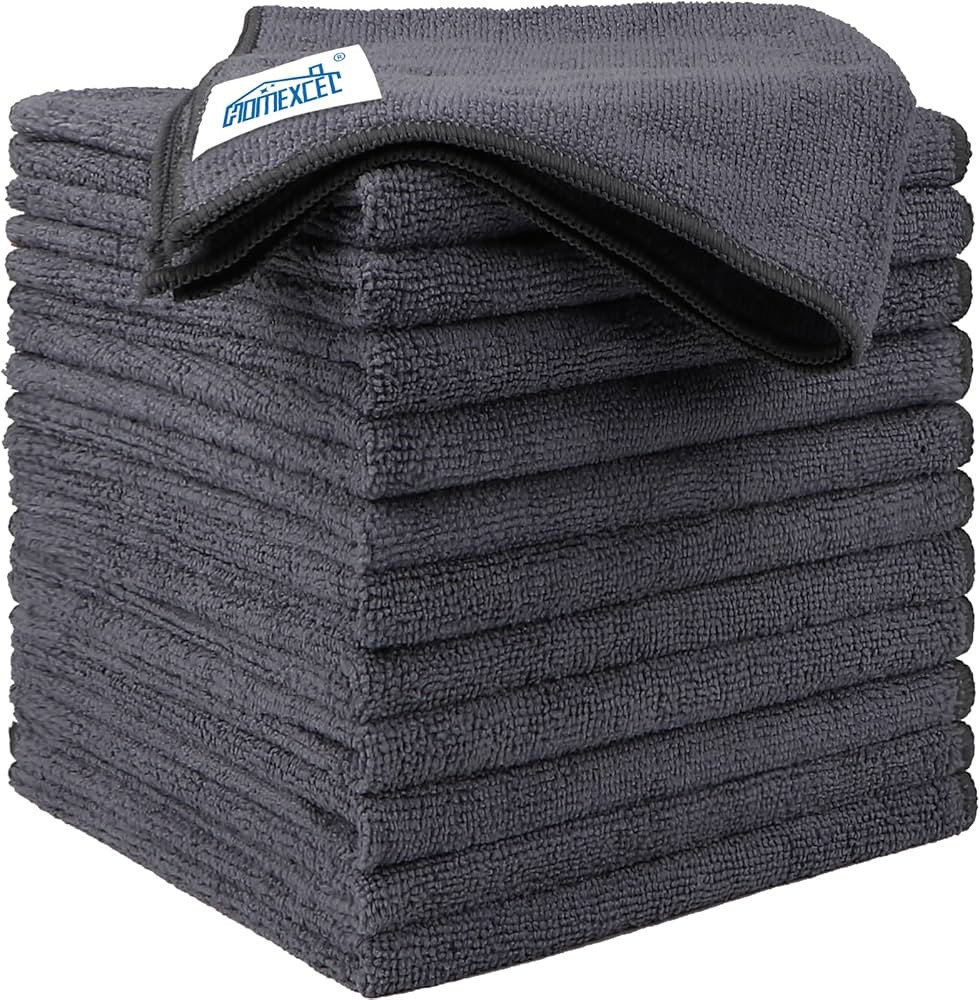 HOMEXCEL Grey Microfiber Cleaning Cloths 12 Pack, 12.5 x 12.5 inch Microfiber Towel for Cars, Ult... | Amazon (US)
