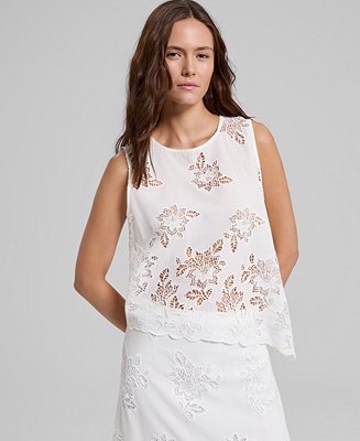 Petite Eyelet Asymmetric Top | Macy's