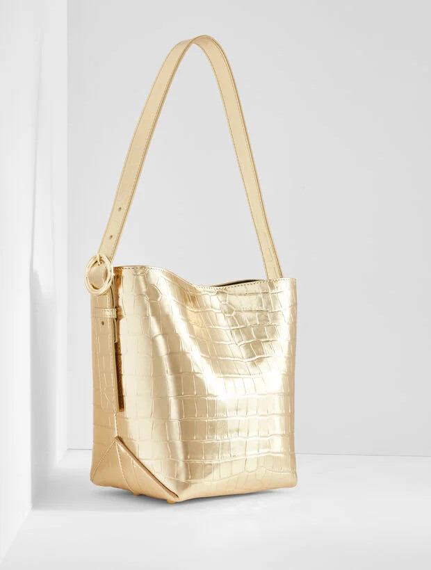 Croc Embossed Leather Bucket Bag | Talbots