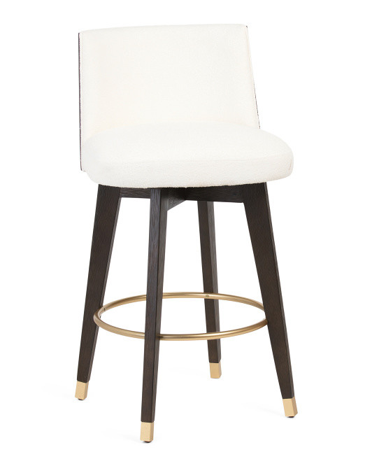 Swivel Boucle Wooden Counter Stool | TJ Maxx