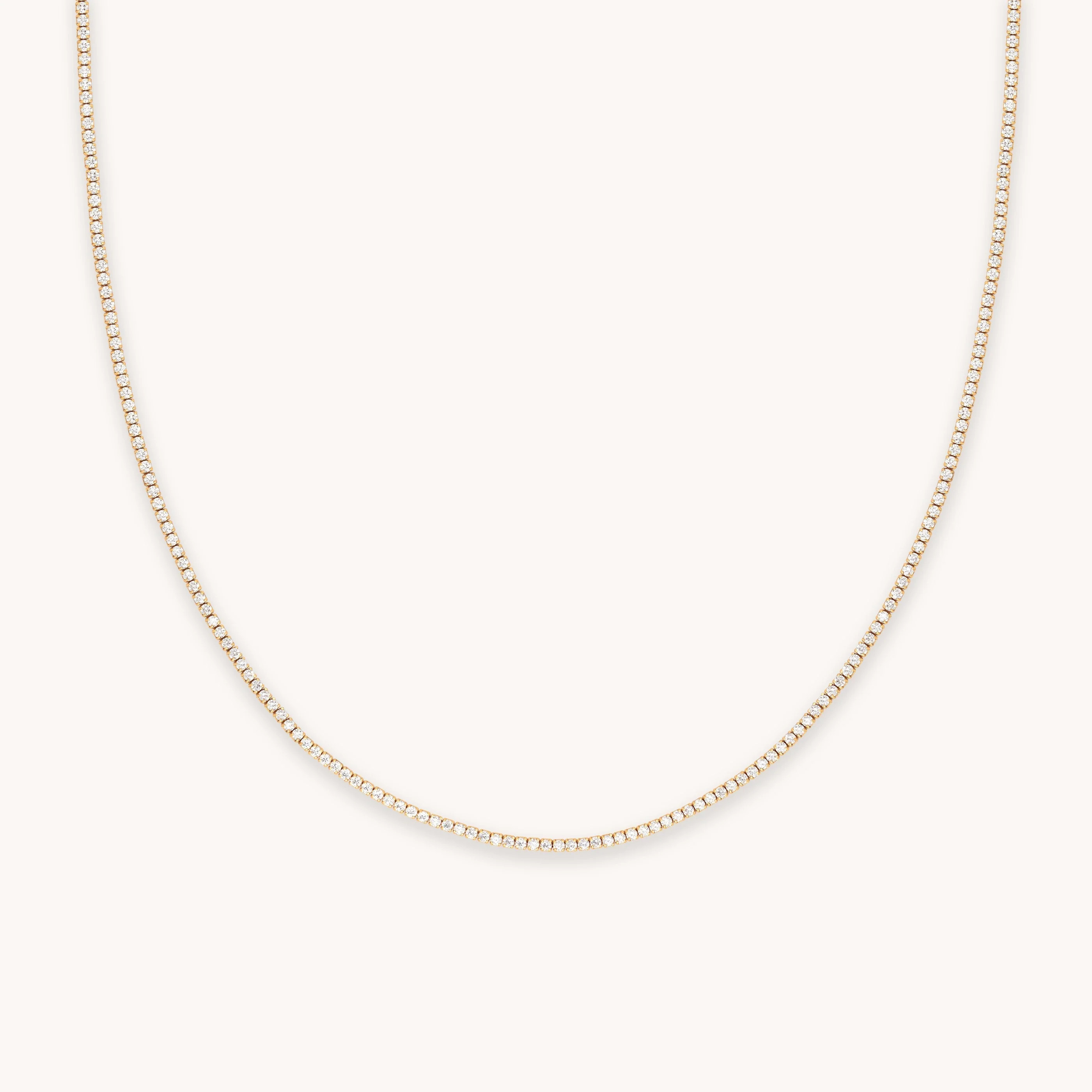 Tennis Chain Necklace in Gold | Astrid & Miyu UK