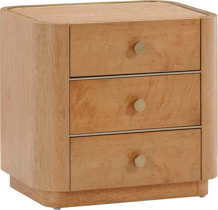 Tov Furniture Abigail Natural Birdseye Maple 3-Drawer Nightstand | Amazon (US)