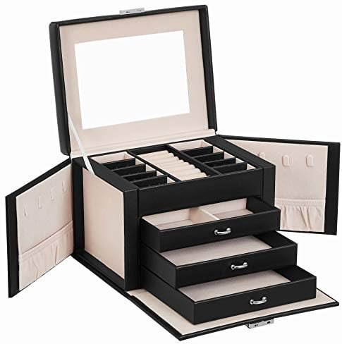 SONGMICS Jewelry Box, Jewelry Organizer 4 Levels, Lockable Jewelry Storage Case with Trays, Velvet L | Amazon (US)