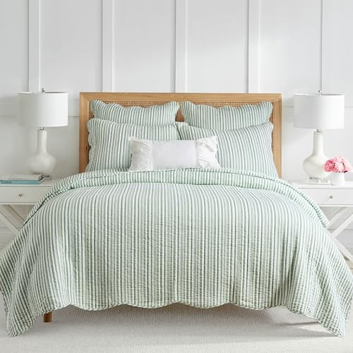 Levtex Home Martha Stripe Sage Reversible Twin XL/Twin Quilt Set (68x86in) with 1 Pillow Sham (26... | Amazon (US)