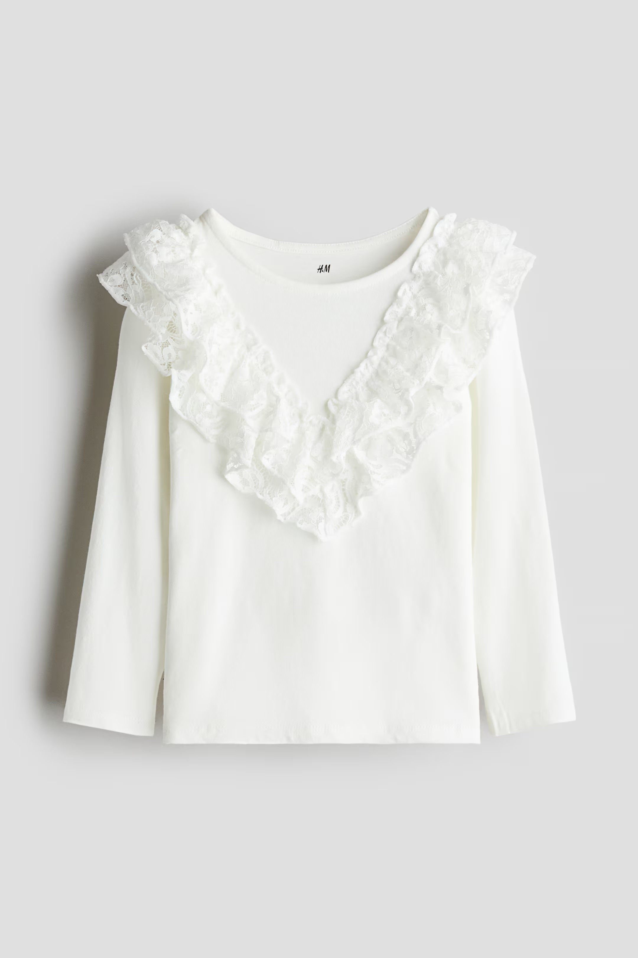 Flounce-Trimmed Cotton Top - Red - Kids | H&M US | H&M (US + CA)