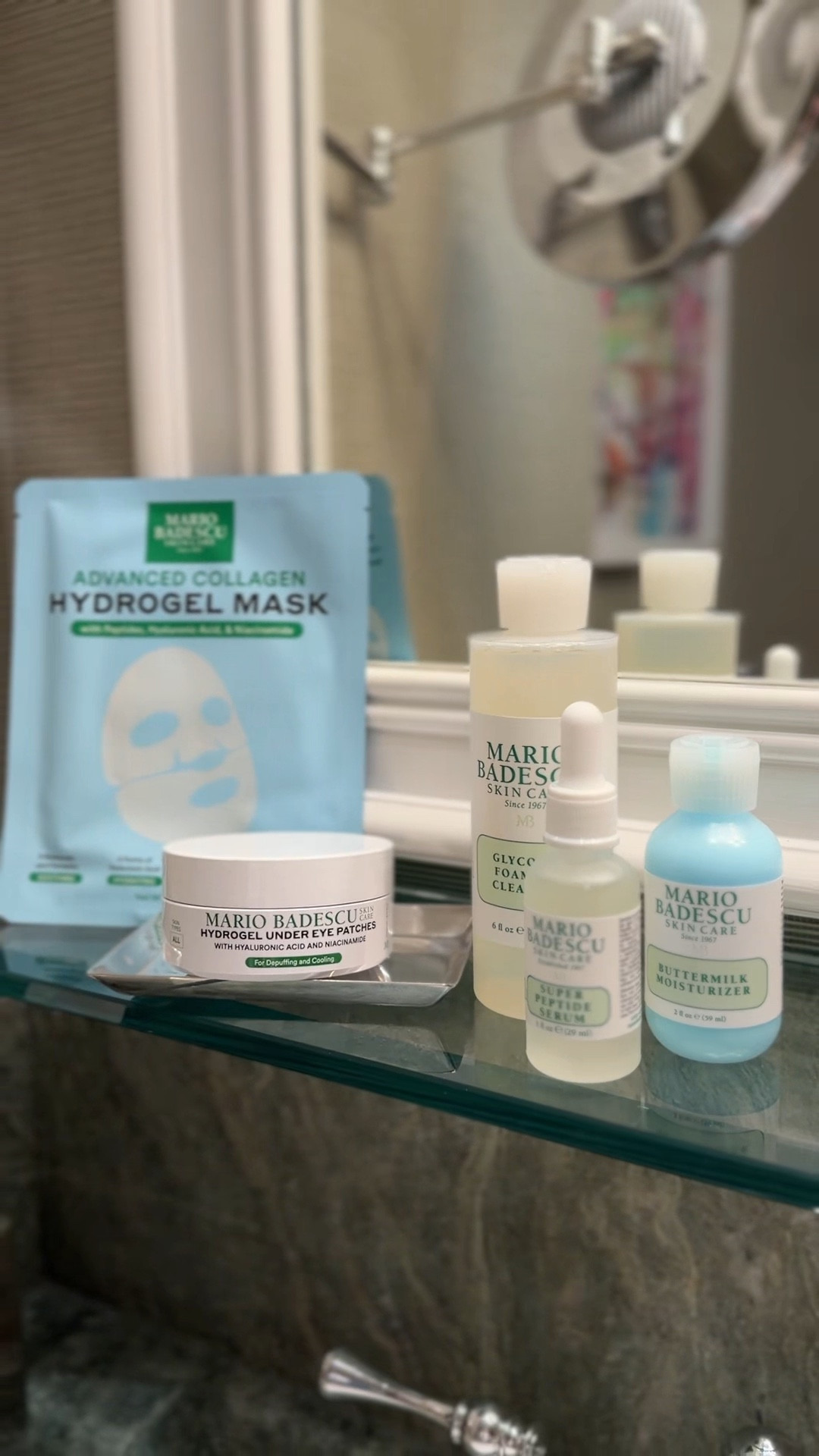 My current Mario Badescu glow routine 🤍
These are the skincare staples I keep in rotation for fresh, hydrated, healthy-looking skin — simple, effective, and perfect for busy days.

✨ Glycolic Foaming Cleanser – gently exfoliates and leaves skin feeling clean + smooth
✨ Super Peptide Serum – lightweight hydration and skin support
✨ Buttermilk Moisturizer – soft, creamy moisture without heaviness
✨ Hydrogel Under Eye Patches – instant depuff + refresh
✨ Advanced Collagen Hydrogel Mask – spa-level hydration at home

If you love an easy skincare routine that delivers real results without overcomplicating things, these are such good everyday staples.

Everything is linked here in my LTK for easy shopping 🤍 

#LTKBeauty #LTKgrwm #LTKselfcare