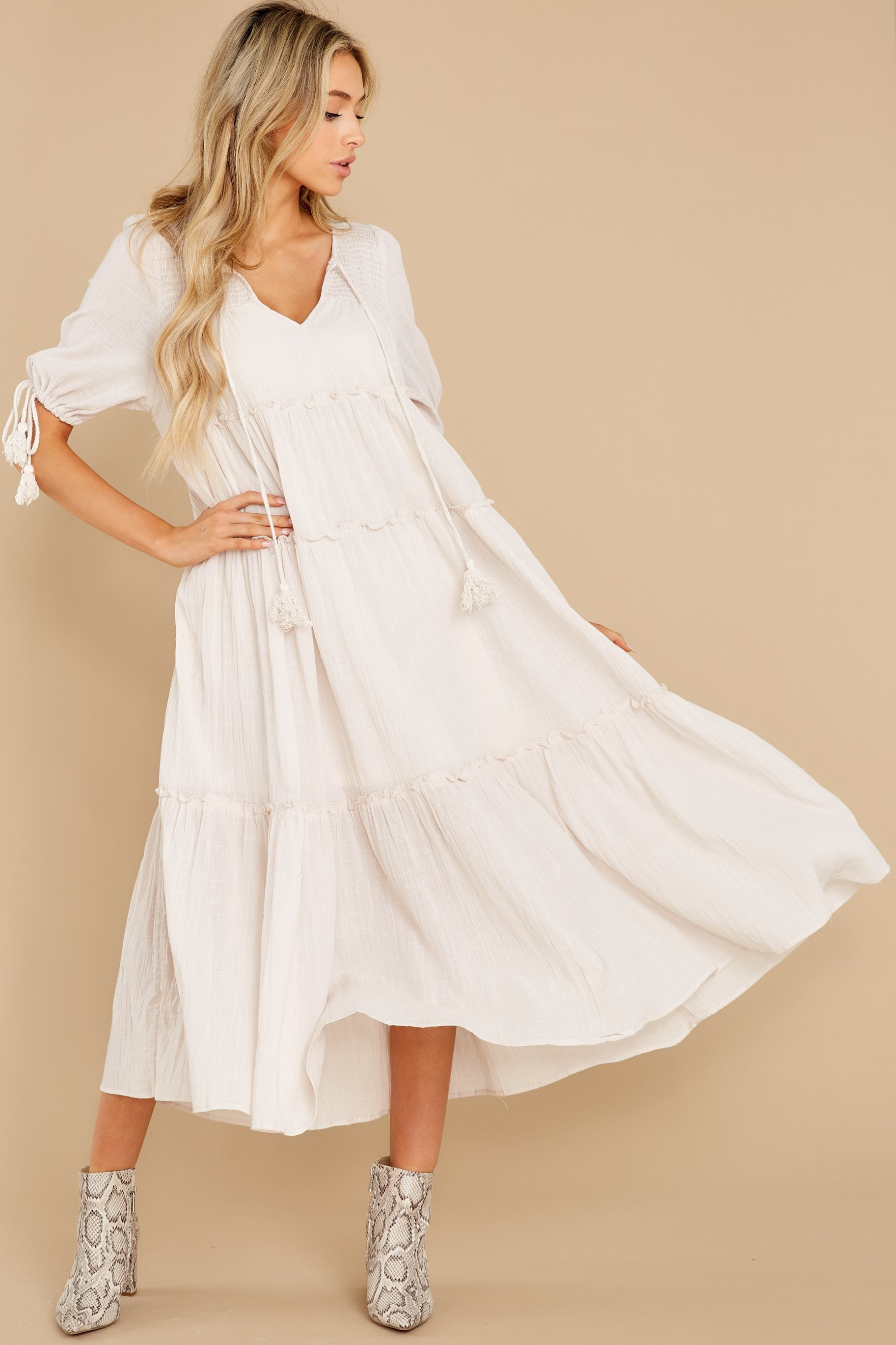 Isn't She Lively Natural Maxi Dress | Red Dress 