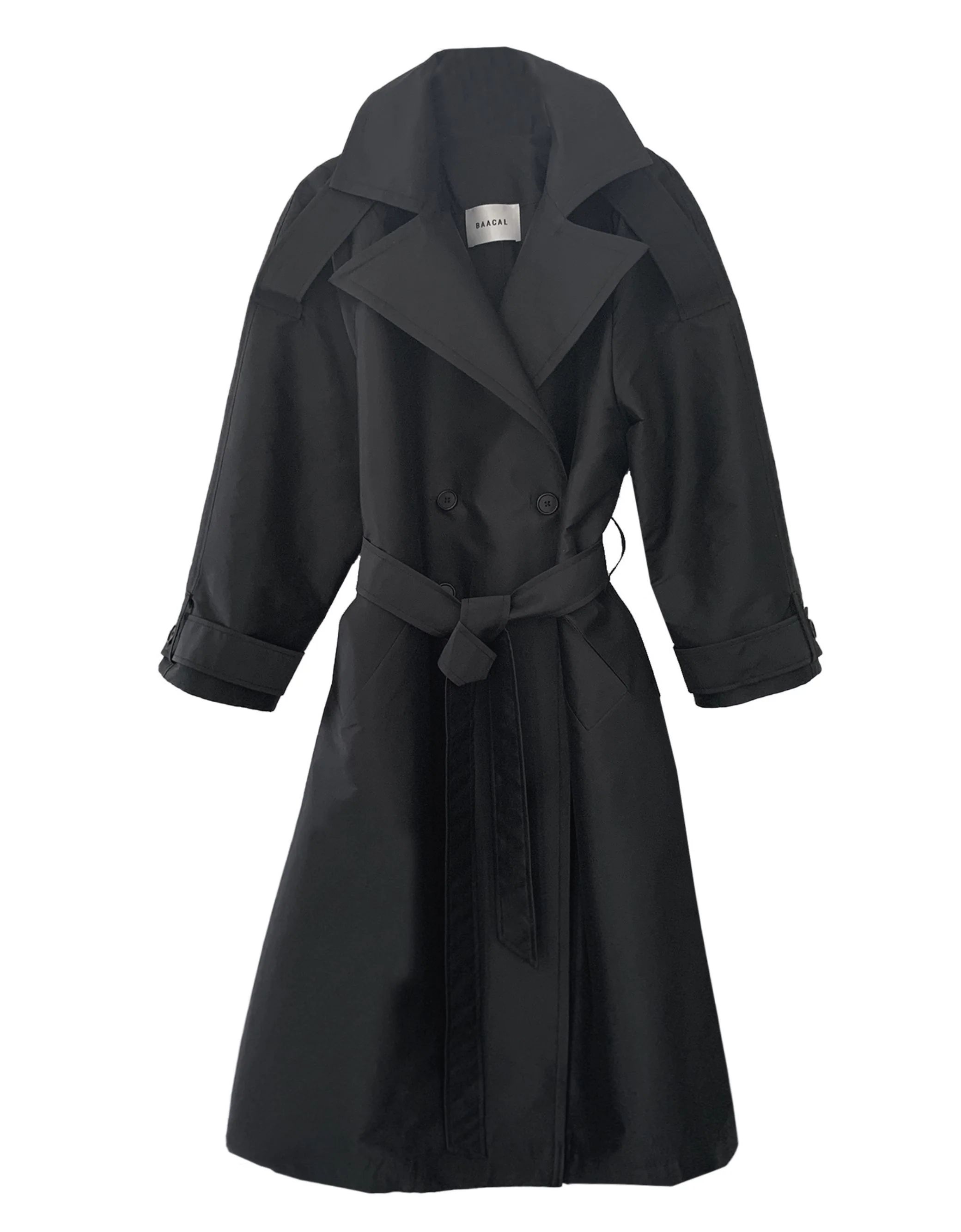 Women's Plus Size Black Taffeta Trench Coat Cynthia Vincent BAACAL | BAACAL Limited, LLC